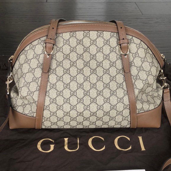 Brand New Gucci Monogram Tote with Beige Leather - Picture 3 of 16